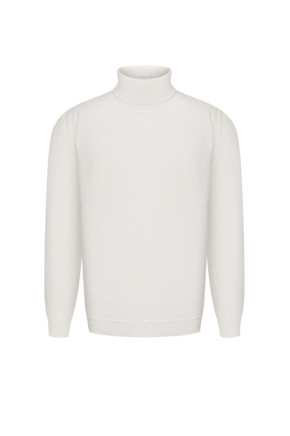 Man's Off-White Lambswool Turtleneck 
