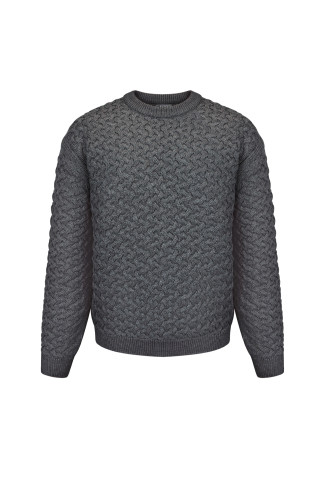 Мужской свитер "плетенка" серый