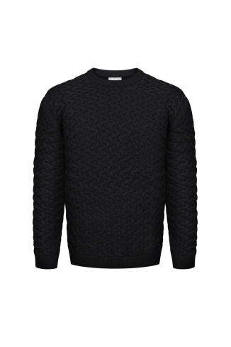 Мужской свитер "плетенка" черный