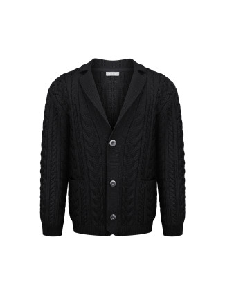 Об'ємний чоловічий жакет в коси чорний