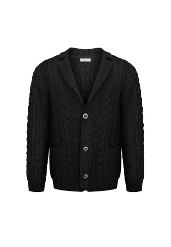 Об'ємний чоловічий жакет в коси чорний