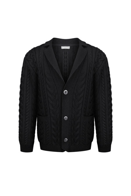 Men's Black Cable Knit Jacket