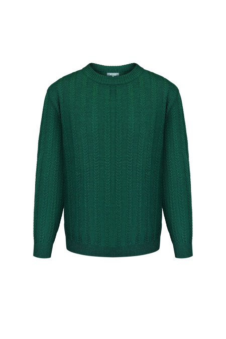 Чоловічий джемпер з косами зелений
