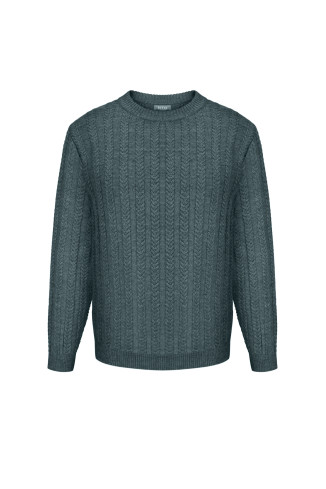 Men's Grey Cable Knit Jumper
