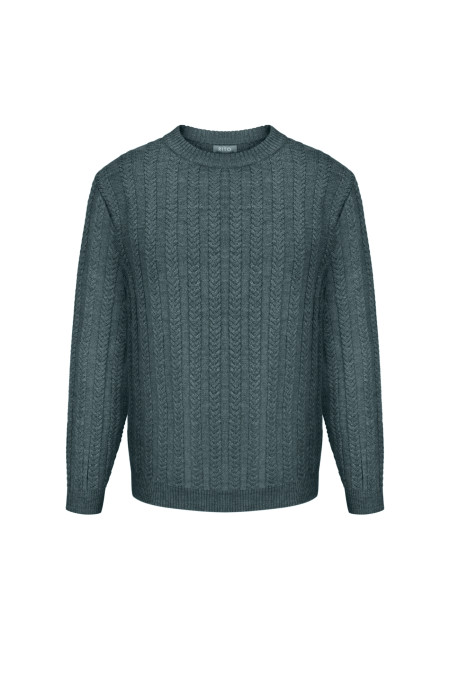 Чоловічий джемпер з косами сірий