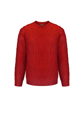 Чоловічий светр з аранами червоний