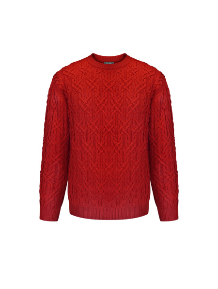 Чоловічий светр з аранами червоний