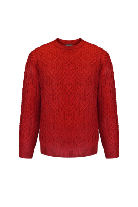 Чоловічий светр з аранами червоний