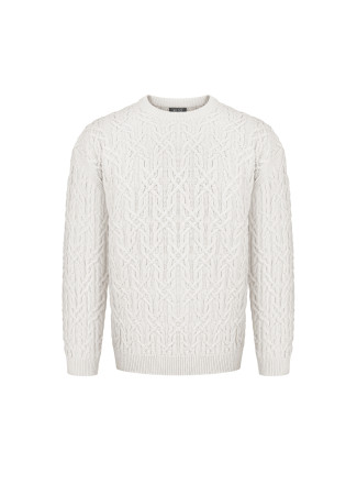Чоловічий светр з аранами молочний