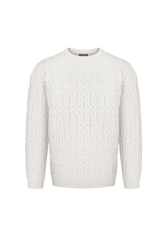 Чоловічий светр з аранами молочний