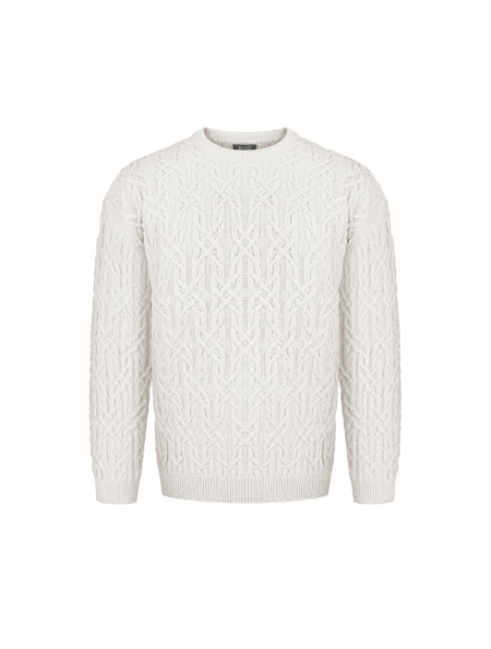 Чоловічий светр з аранами молочний