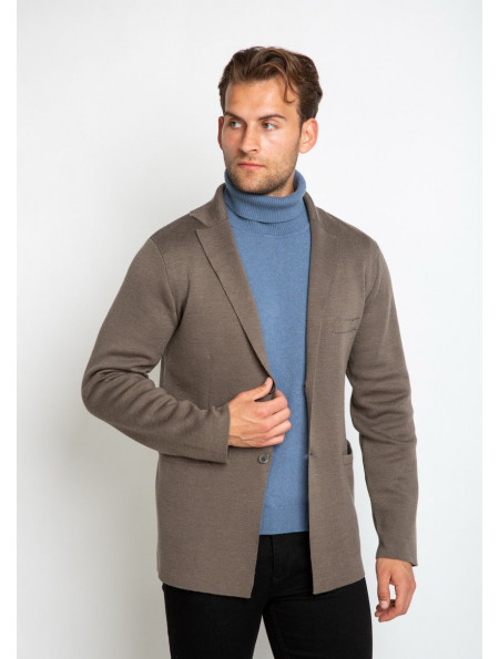 Mans' Khaki Brown Half Wool Jacket