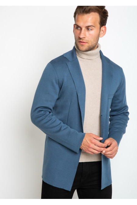 Чоловічий піджак з напів вовни сталевий