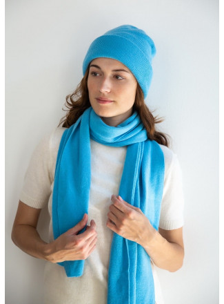 Soft Blue Merino Double-Layer Hat