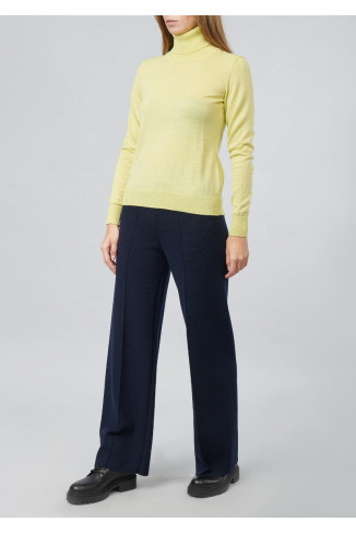 Navy Straight Knit Viscose Trousers