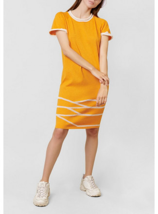 Мини-платье с прозрачной отделкой оранжевий