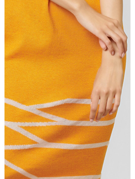 Мини-платье с прозрачной отделкой оранжевий
