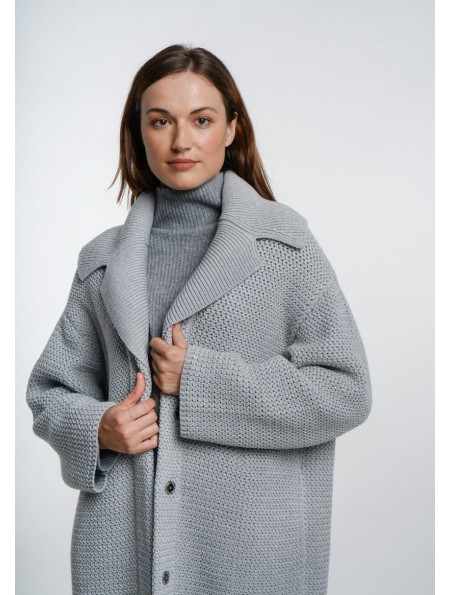 Grey Oversized Single Breasted Coat