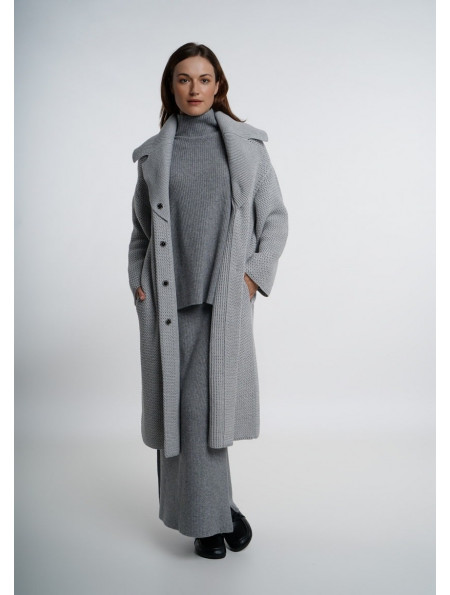 Grey Oversized Single Breasted Coat