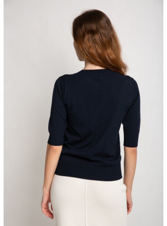 Navy Jumper With Short Sleeves