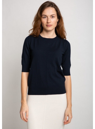 Navy Jumper With Short Sleeves