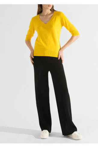 Black Straight Knit Viscose Trousers
