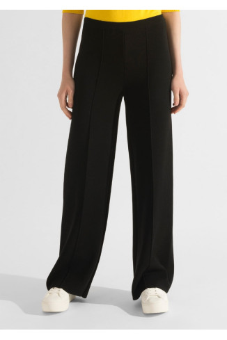 Black Straight Knit Viscose Trousers