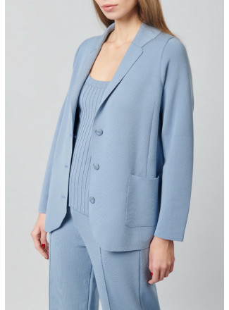 Трикотажный пиджак из вискозы голубой