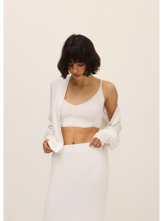 White Cropped Elastic Top