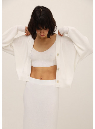 White Cropped Elastic Top