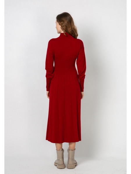 Трикотажна сукня-міді бордова