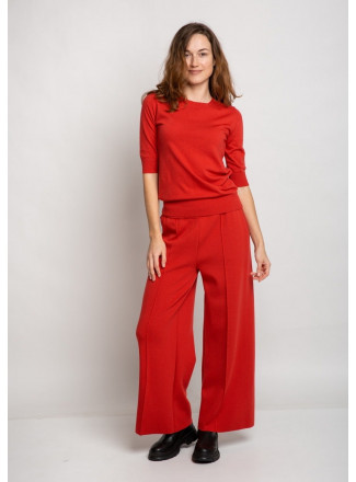Red Wide Trousers With Seam
