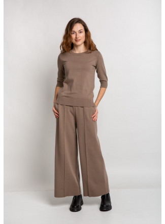 Mocha Wide Trousers With Seam