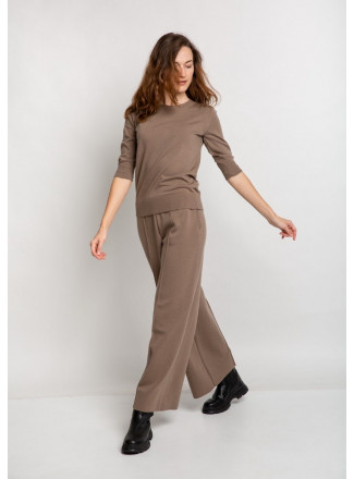 Mocha Wide Trousers With Seam