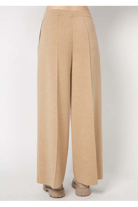 Beige Wide Trousers With Seam