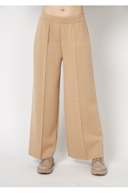 Beige Wide Trousers With Seam