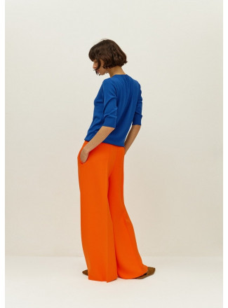 Orange Wide Long Stitch Seam Trousers