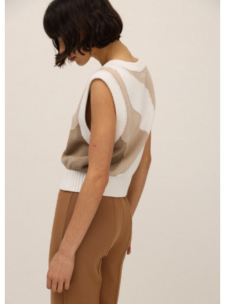 Beige Cotton Chunky Knit Top