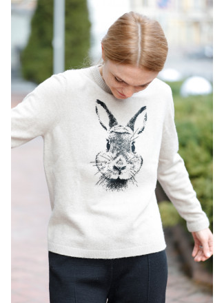 Jumper with handmade embroidery "Rabbit"