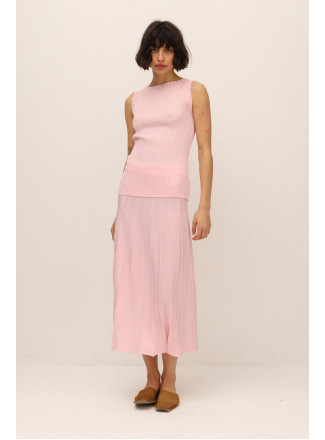 Pink Viscose Pleated Effect Skirt