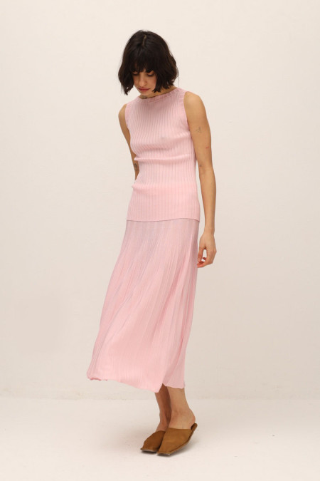 Спідниця з віскози з ефектом гофре рожева